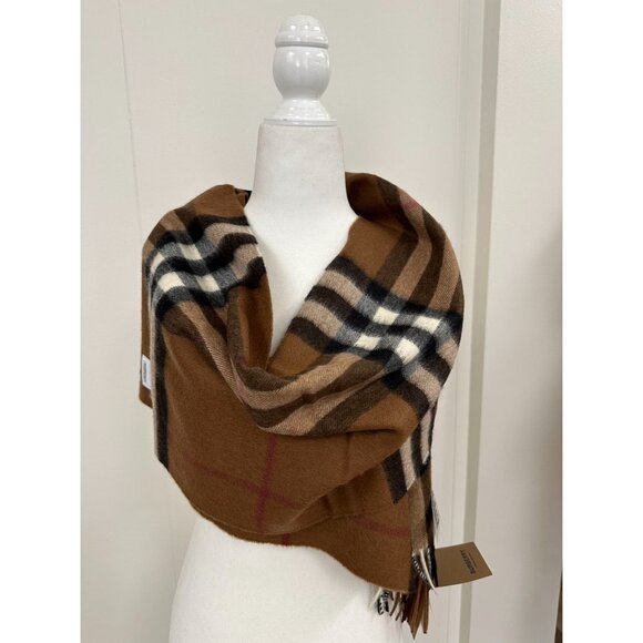 Burberry Contract Giant Check Cashmere Scarf Birch Brown 168 * 30 cm - Picture 3 of 7
